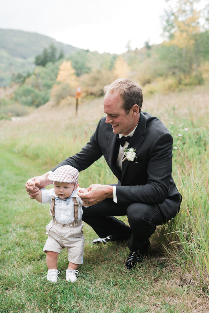 Groom with son at Beaver Creek venue