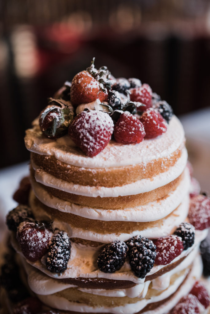 Layer cake with fresh fruit on top