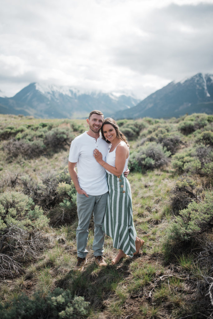 Twin Lakes Engagement smiling couple