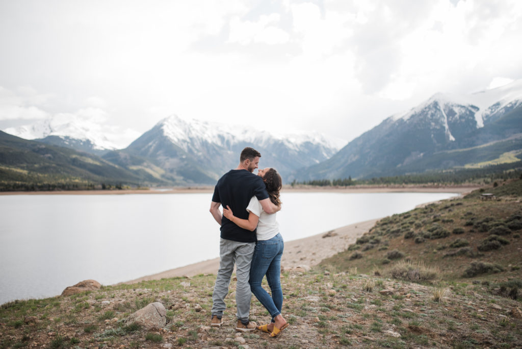 Twin Lakes Engagement with mountains
