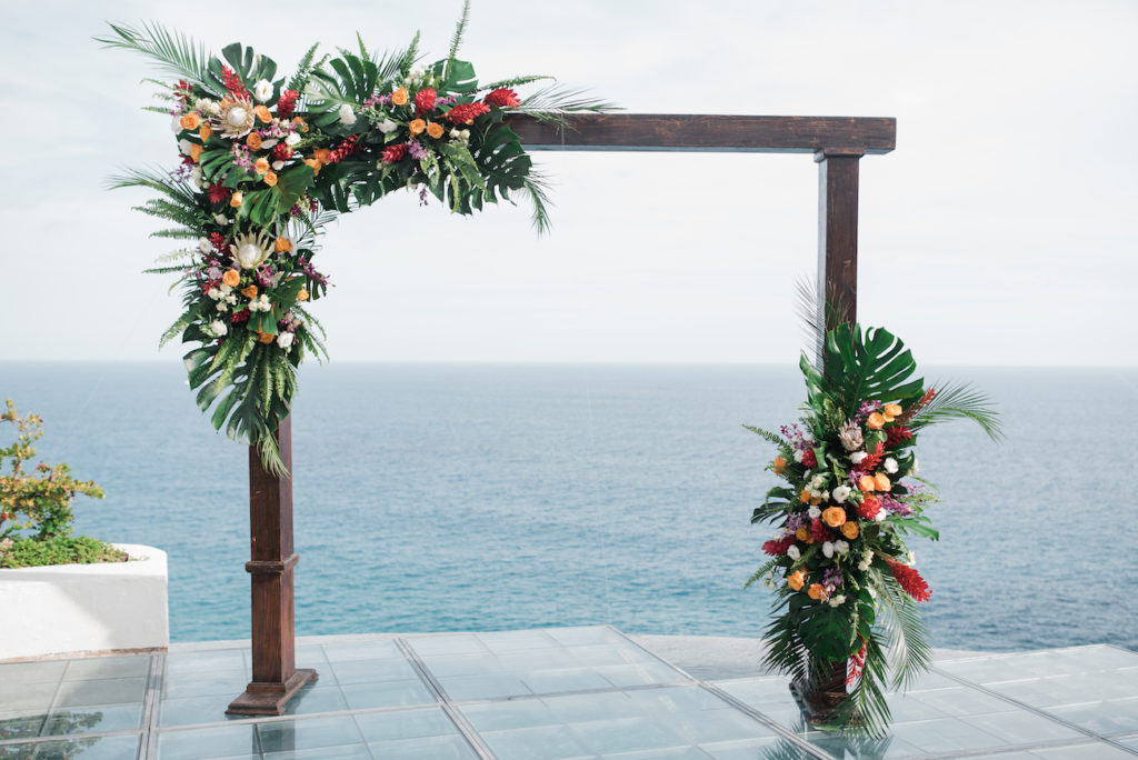 Cabo wedding ceremony floral arch