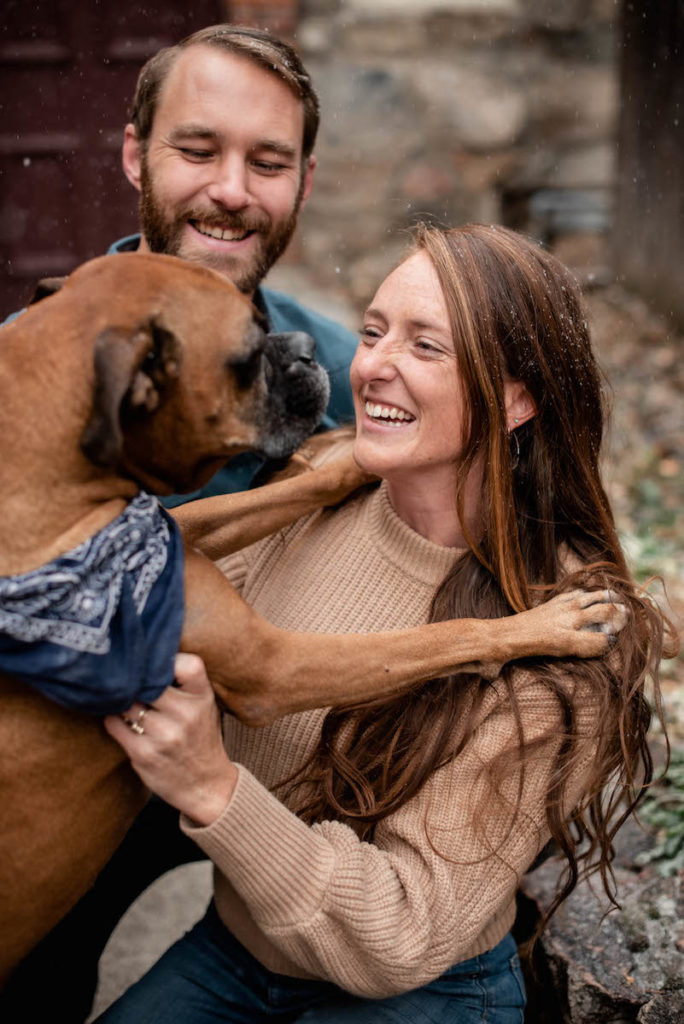 Natalie and Ian with Rosco at Georgetown engagement 