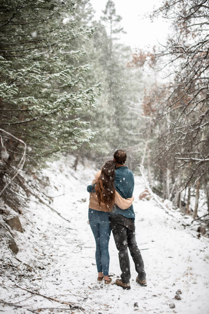 Natalie and Ian hugging in snow