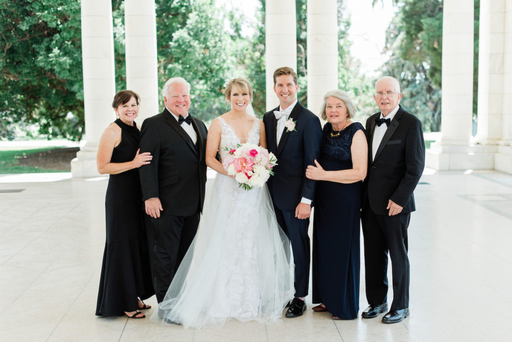 Family at Denver botanic garden wedding