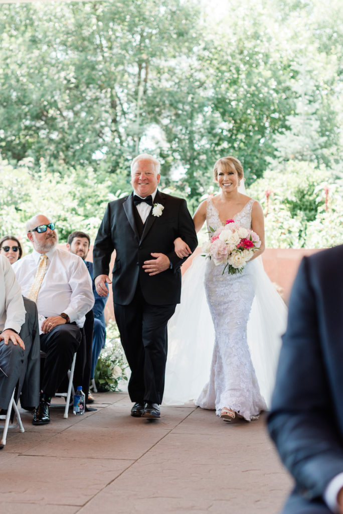 Dad walking Bride down Aisle at Denver Botanic Garden wedding
