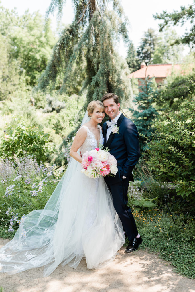 Bride and groom at Denver Botanic Garden wedding