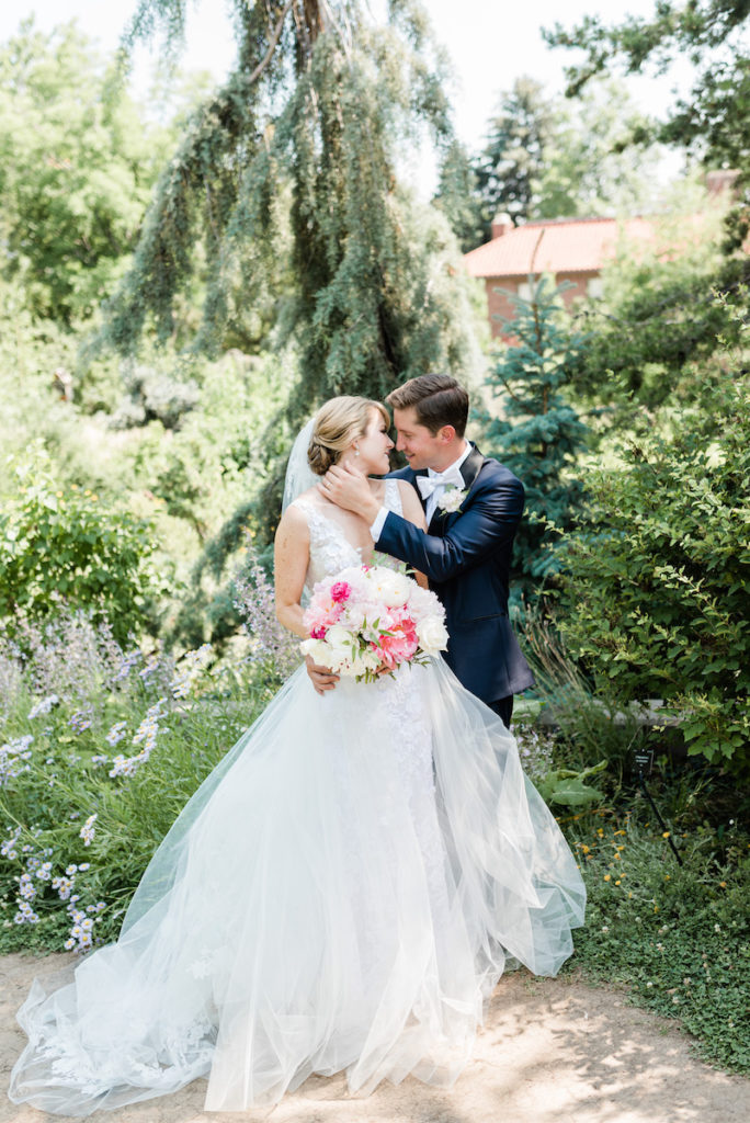 Bride and groom at Denver Botanic Garden wedding