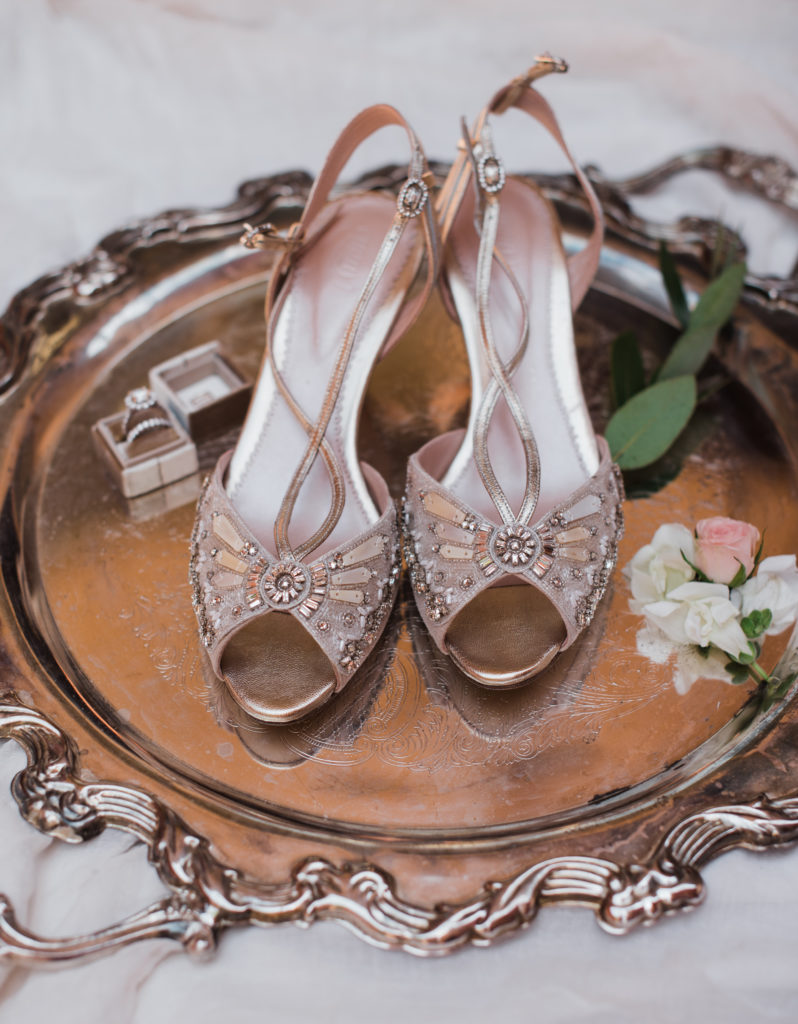 brides shoes at boulder country club wedding