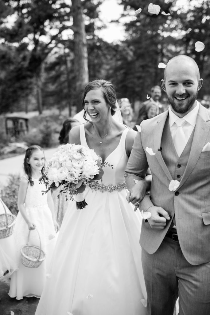 Rose peddle exit at Estes Park wedding