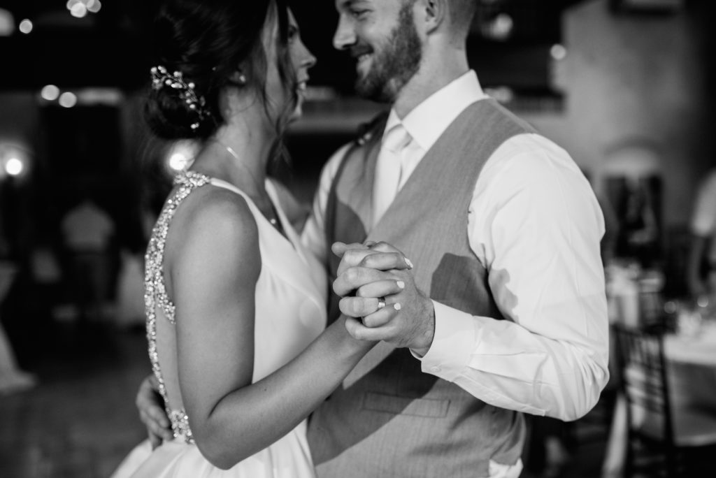 Kristine and Drew's first dance: black and white. 